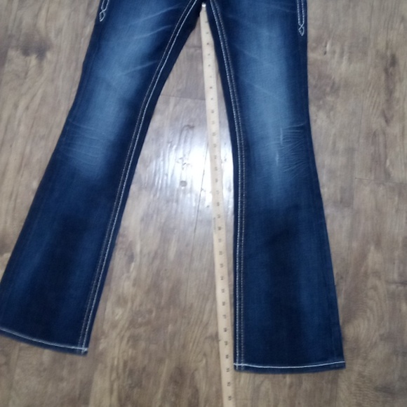 Rock Revival Women's 26 Bootcut Faux Leather Flap Pockets Distressed Anett NWOT - Picture 9 of 12